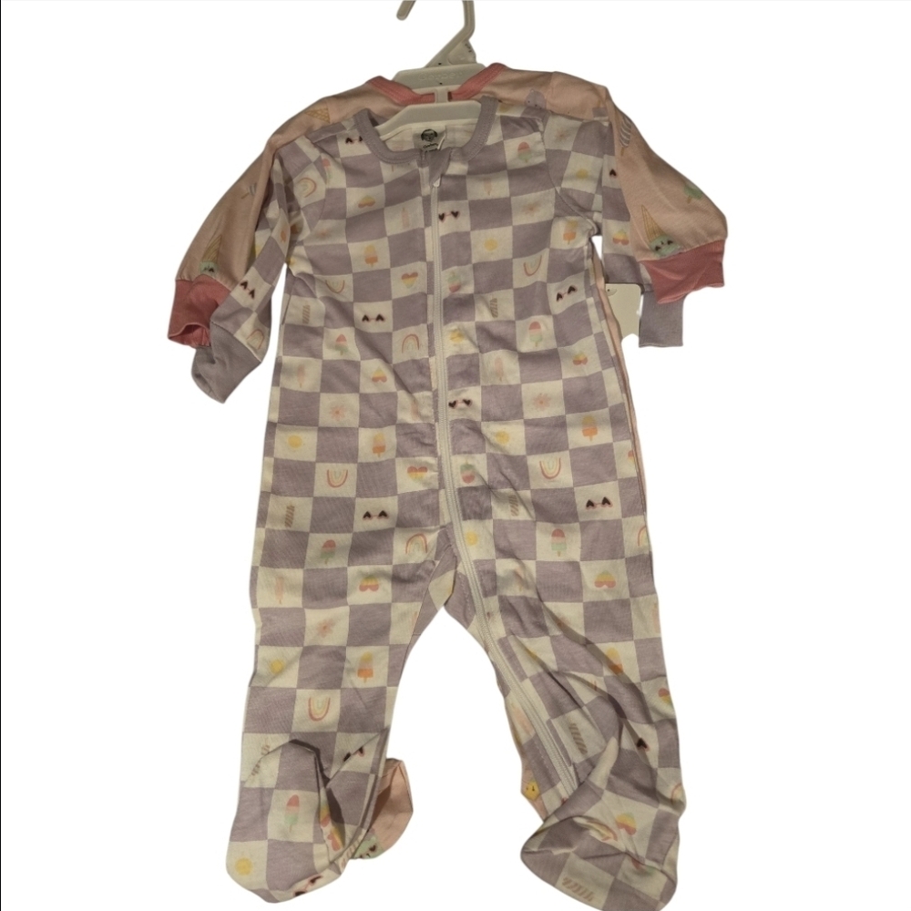Gerber Baby Pink & Purple Footie Pajamas Sleepwear Set -0-3Mos NWT